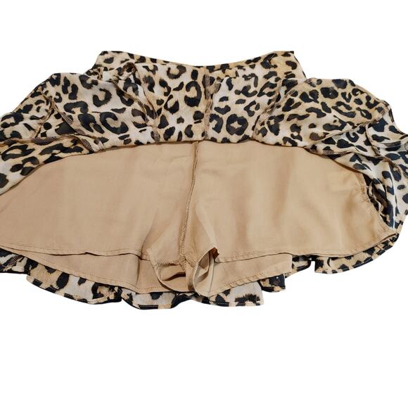Dress Form Leopard Print Chiffon Mini Skirt Ruffle Hem Brown Womens Size Small - Picture 8 of 9